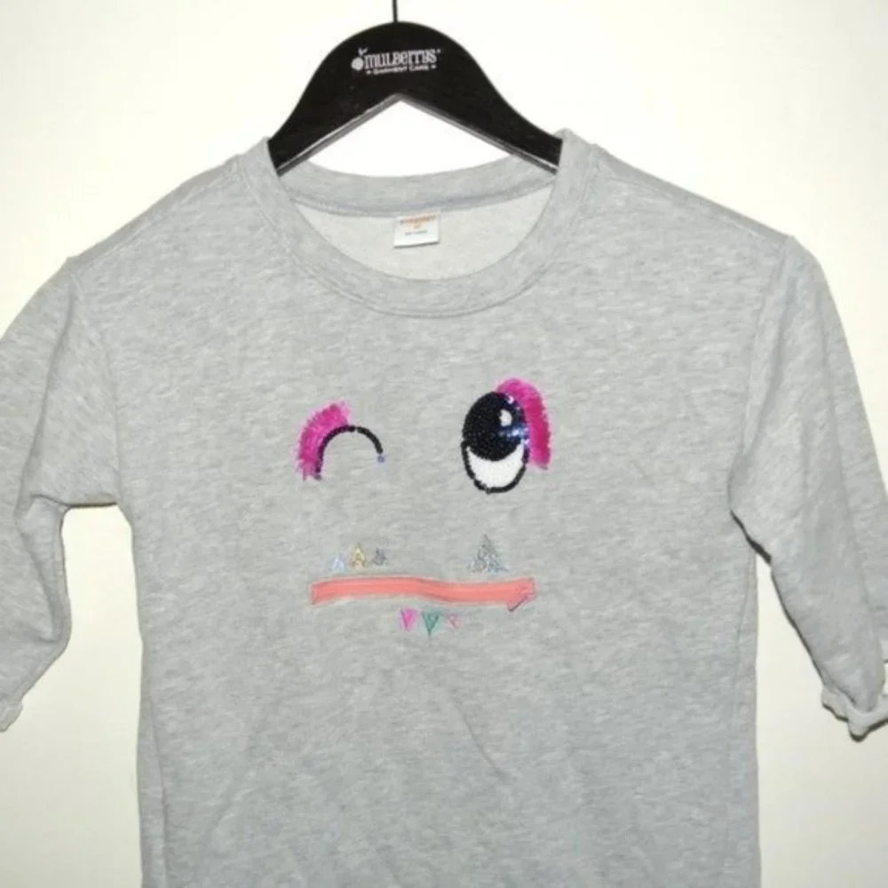 Gymboree Heather Grey Funny Face Dress 10 Easy pull-on‎ style Zip pocket accent